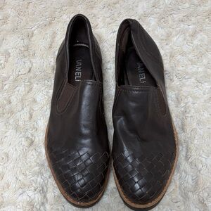 Vaneli Women’s Dark Brown Woven Leather Loafers